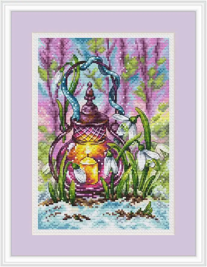 

cross stitch kit landscape 14ct metallic aida count canvas stitching embroidery DIY handmade needlework lantern summer 25-33