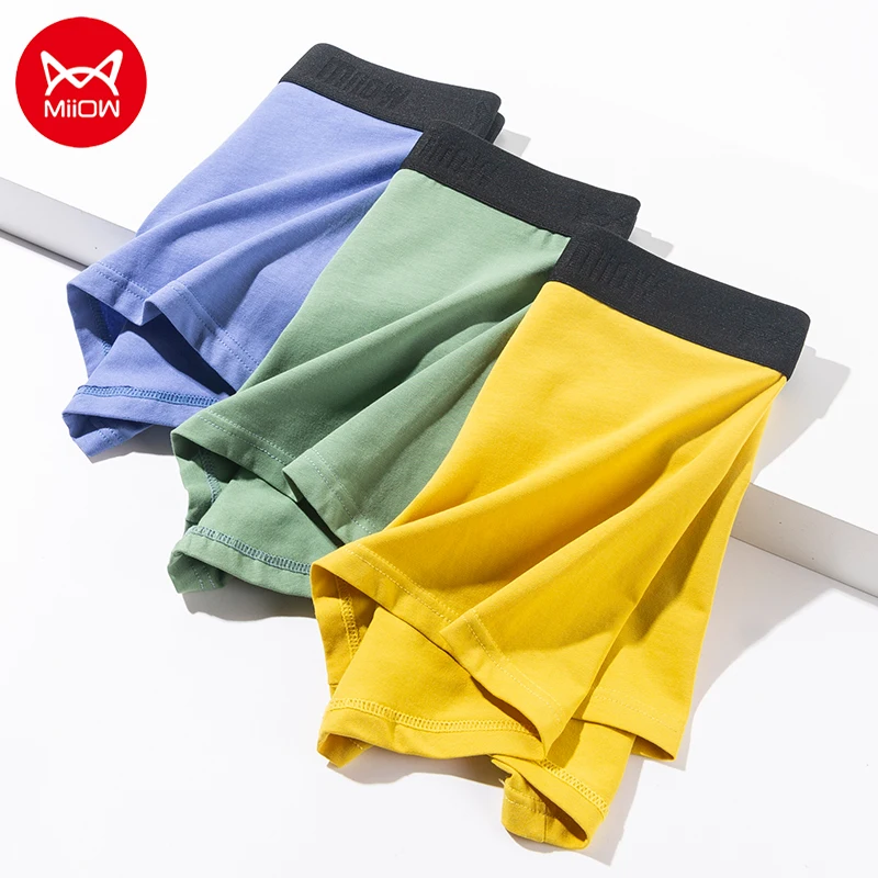 

MiiOW 3pcs Pure Cotton 3A Graphene Antibacterial Men's Underwear Boxers Shorts Skin-friendly Male Panties Soft Boxer Underpants