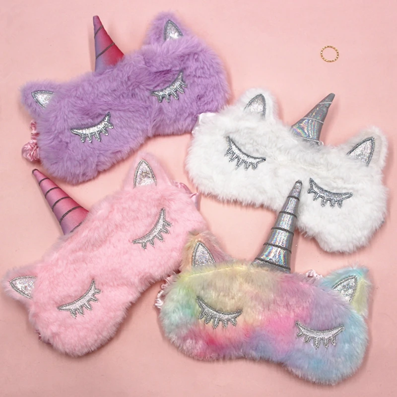 

Plush Cute Unicorn Sleeping Eye Mask Women Girls Soft Plush Blindfold Mask cute Unicorn Kids Sleep Helper Travel Eye Blindfolds