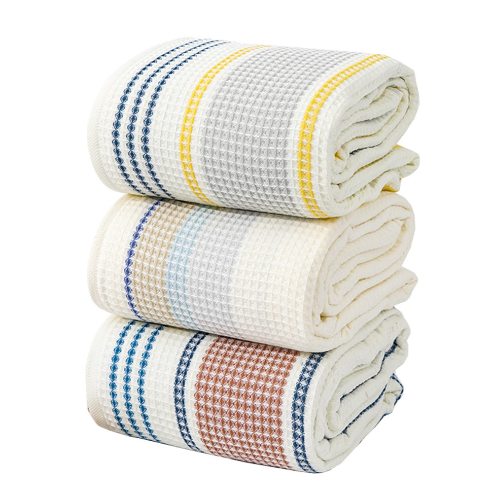 Japan Style Waffle Stripe Hand Face Bath Towel Set for Adult Children 70*140 33*74 High Quality Free Shipping