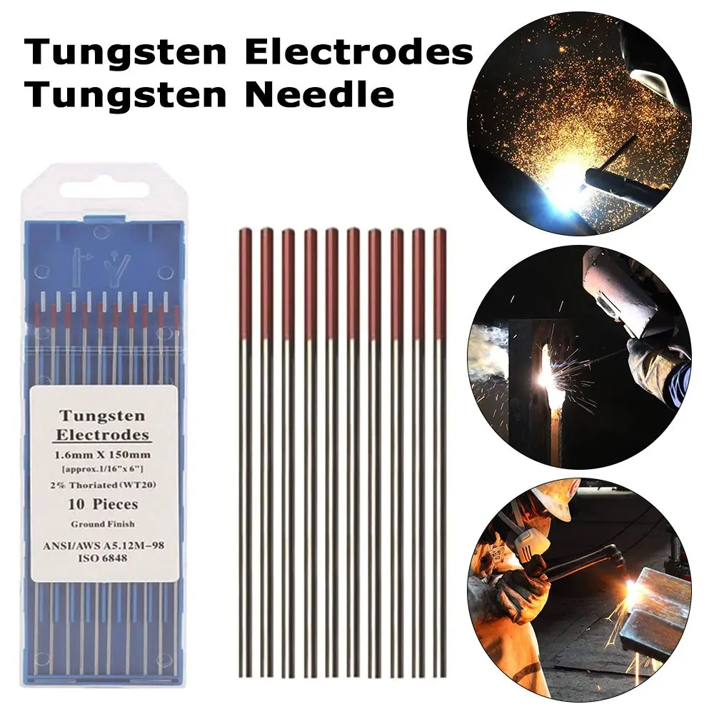

10pcs Tungsten Electrodes 1.6X150mm WT20 Tungsten Needle Red Head Welding Rod For TIG Welding Machine Welder Soldering