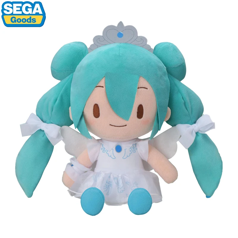 

Оригинальные Плюшевые игрушки SEGA Hatsune Miku из аниме «Мику фуфу», 15Th искусственное белое платье, 27 см, фигурка, плюшевые игрушки для детей, подарок