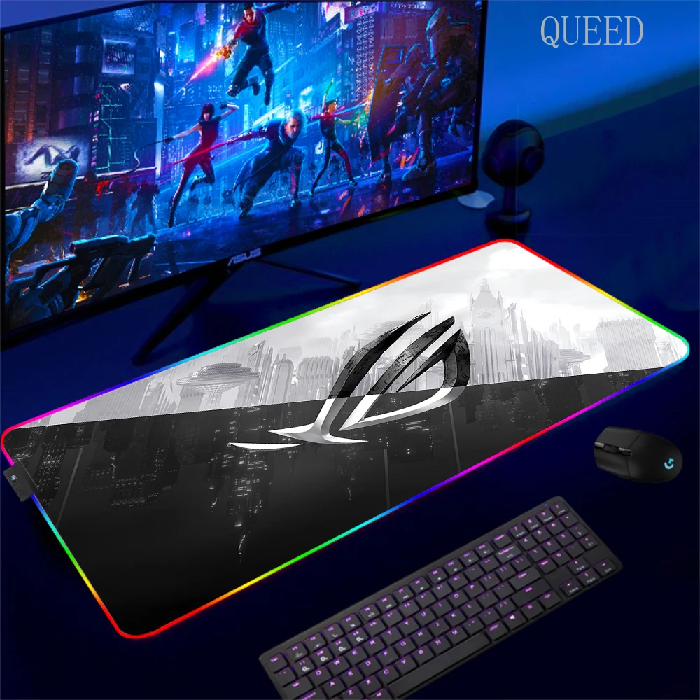 Фото Коврик для мыши с рисунком Asus, игровой светодиодный коврик для мыши 900x400, коврики для мыши, настольные коврики для ПК, офисный настольный коврик, коврики для клавиатуры RGB XXL №3