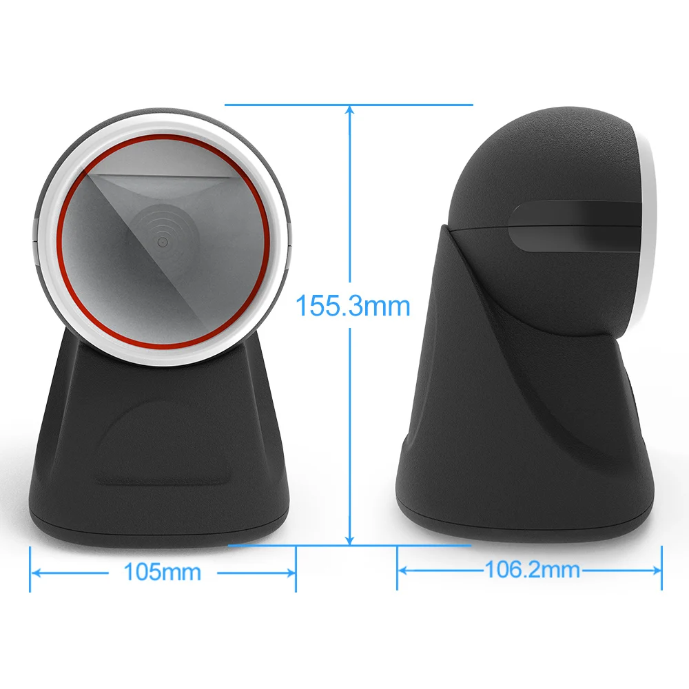 2D Desktop Barcode Scanner Handsfree 1D QR PDF417 Code With Adjustable Scan Head For PC POS Windows Linux Android |
