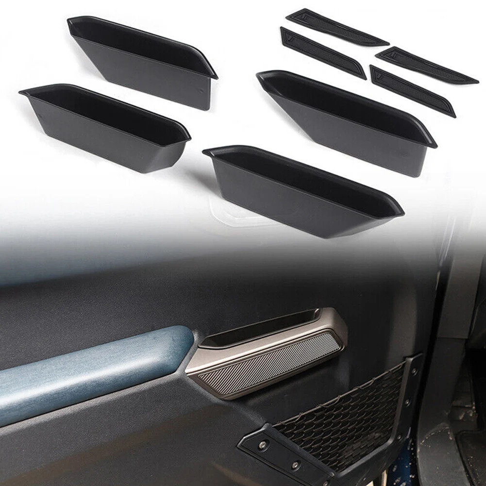 

4pcs Black ABS Front Door Handle Storage Box Accessories For Ford Bronco 2021 2022 4Door Paint Baking And UV Treated On Surface