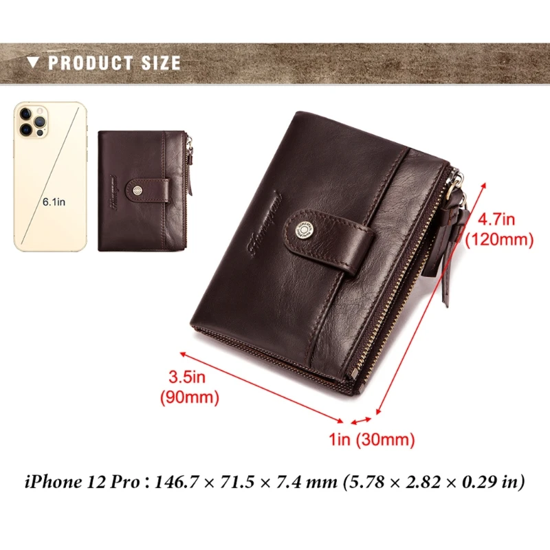 

Men's Wallets PU Leather Business Credit Card Holder RFID Anti Theft Male Snap Zipper Purse