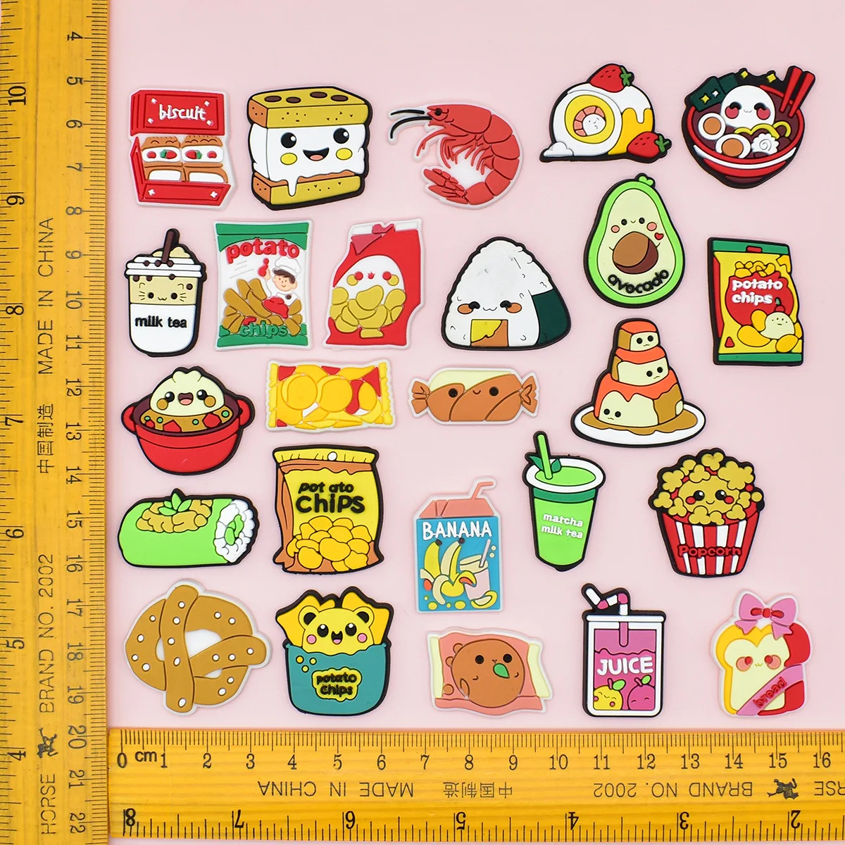 2 шт. ПВХ попкор пицца чай с молоком пряжки для обуви подвески аксессуары