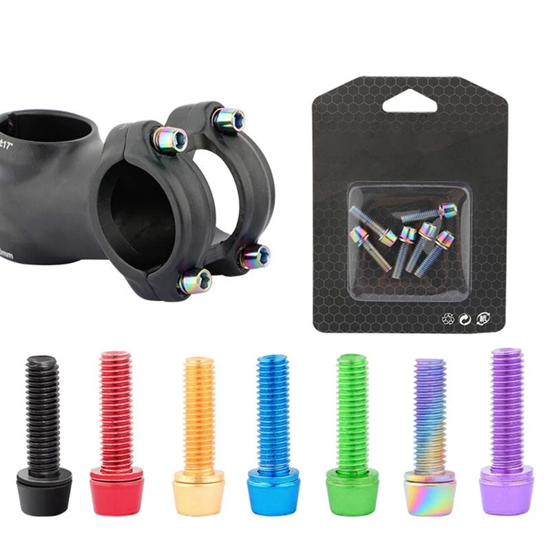 

6 шт./компл. винты для руля велосипеда титановые детали винты из нержавеющей стали M5 * 18 мм