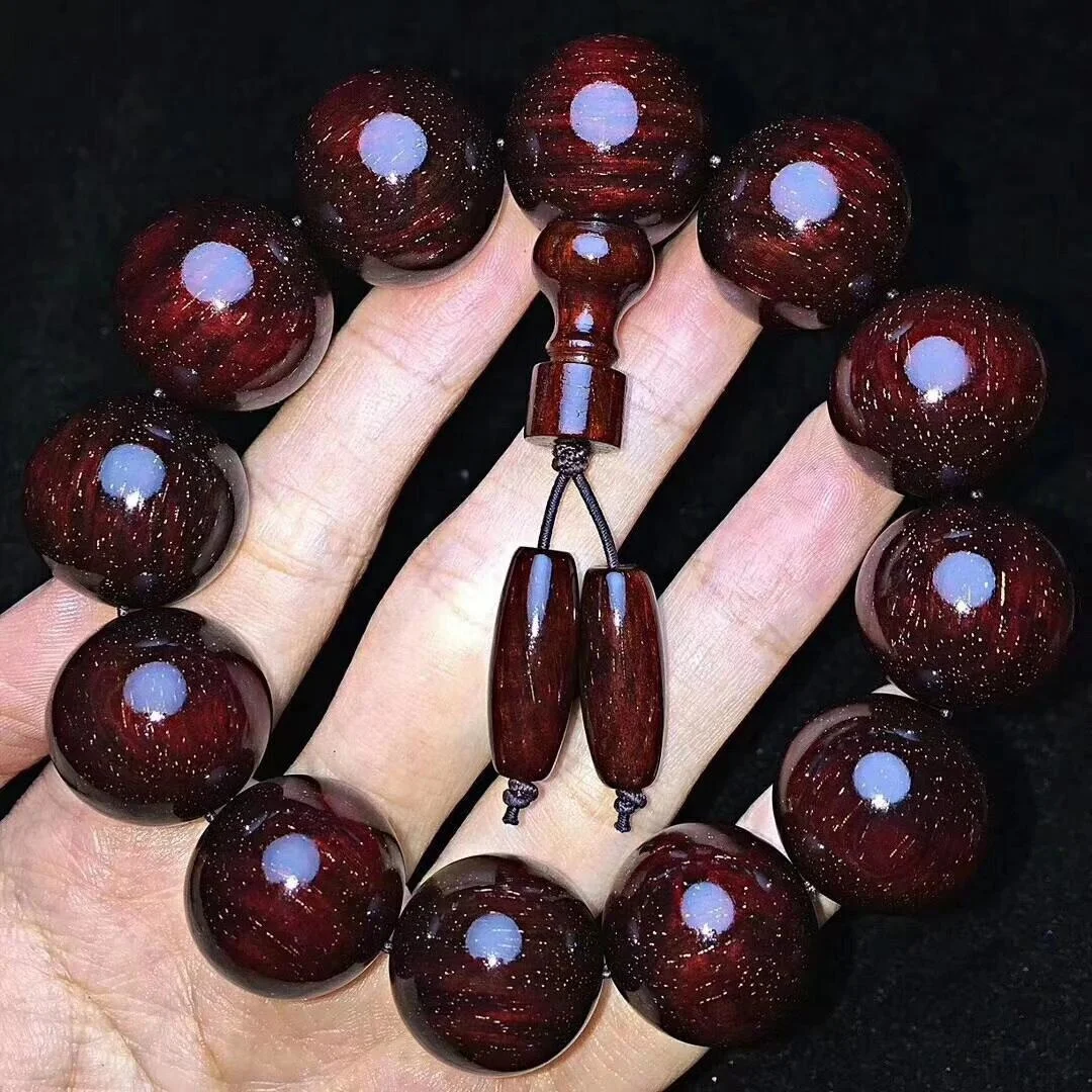 

[full of Stars]full of Gold Stars Small Leaves Red Sandalwood Bracelets Buddha Beads Men's and Women's Jewelry Collection