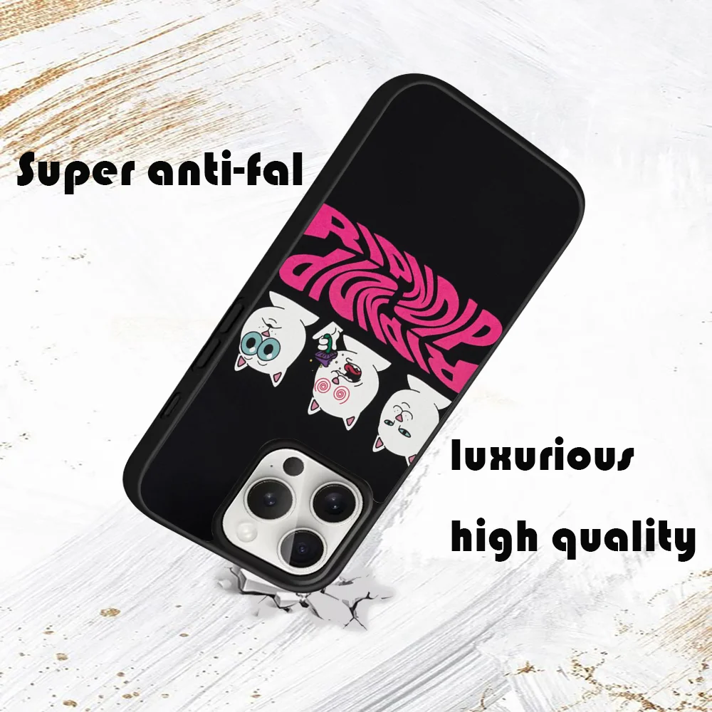 Funny R-RipndipS CAT Phone Case For iPhone 16 15 14 13 12 11 Pro Max Plus Mini PC Fashion High Quality mirror phone case