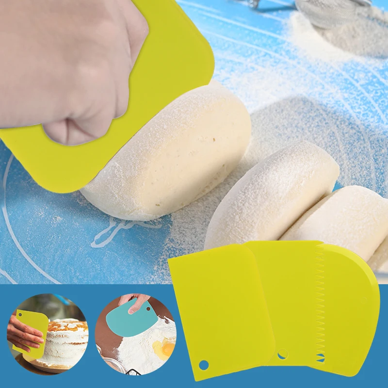

3pcs Plastic Dough Weight Cutter Cookie Fondant Bread Pizza Tools Spatula For Cake Butter Scraper Pastry Bakery Kitchen Utensils