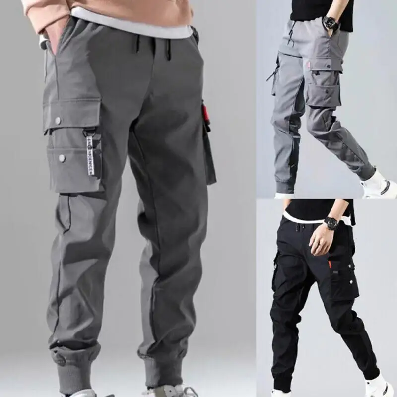 Men's Cargo Tactical Pants Work Multi-Pockets Casual Training Trousers Overalls Clothing Jogging Hiking Solid Color Sweatpants