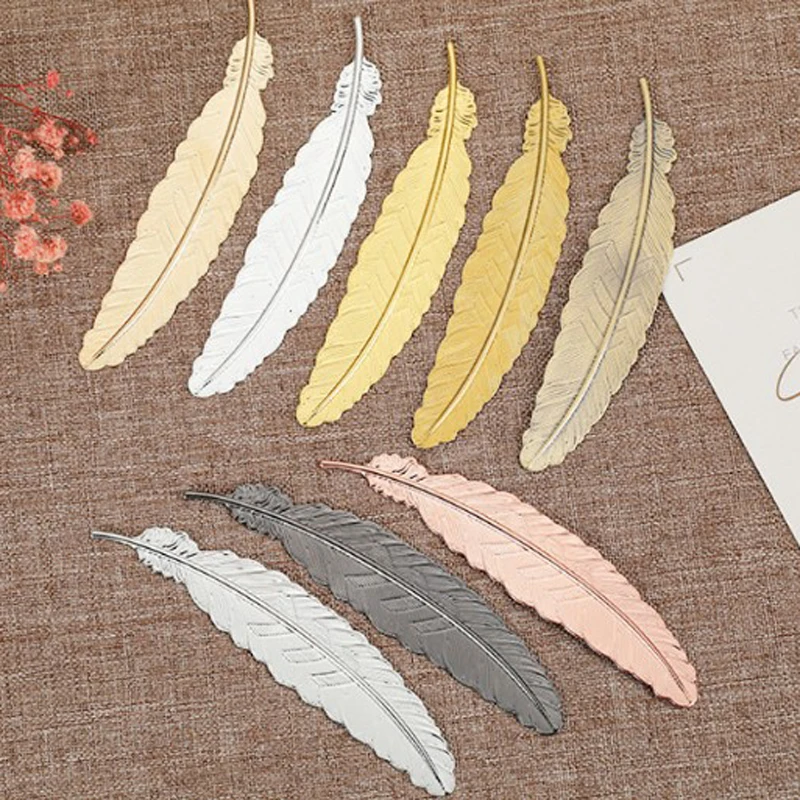 6 шт. металлические закладки в форме перьев |