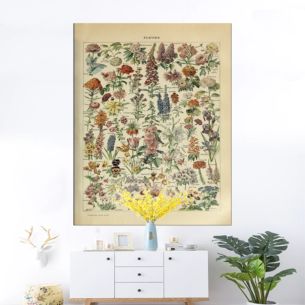 

Mushroom Tapestry Wall Hanging Botanical Print Floral Illustration Identification Chart Diagram Illustration Wall Art Boho Decor