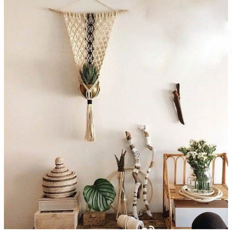 

Handmade wall plant hanger macrame pot tray for wall macrame handmade plant pot hanging
