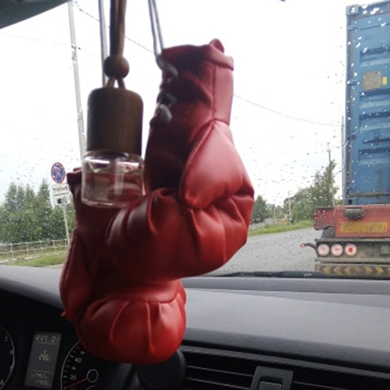 

Car Boxing Gloves Hanging Mirror Leather Pendant in Car Interior DIY 1 Pair