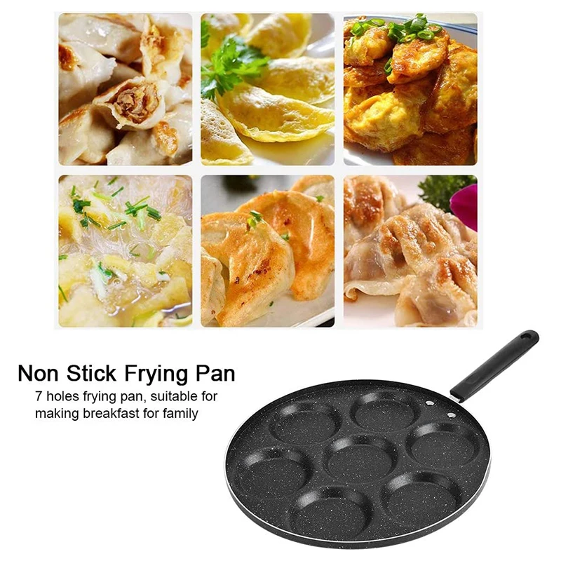 

Сковорода с 7-ю отверстиями для блинов, компактная сковорода с колпачками для яиц, пельменей, антипригарная форма для жарки яиц