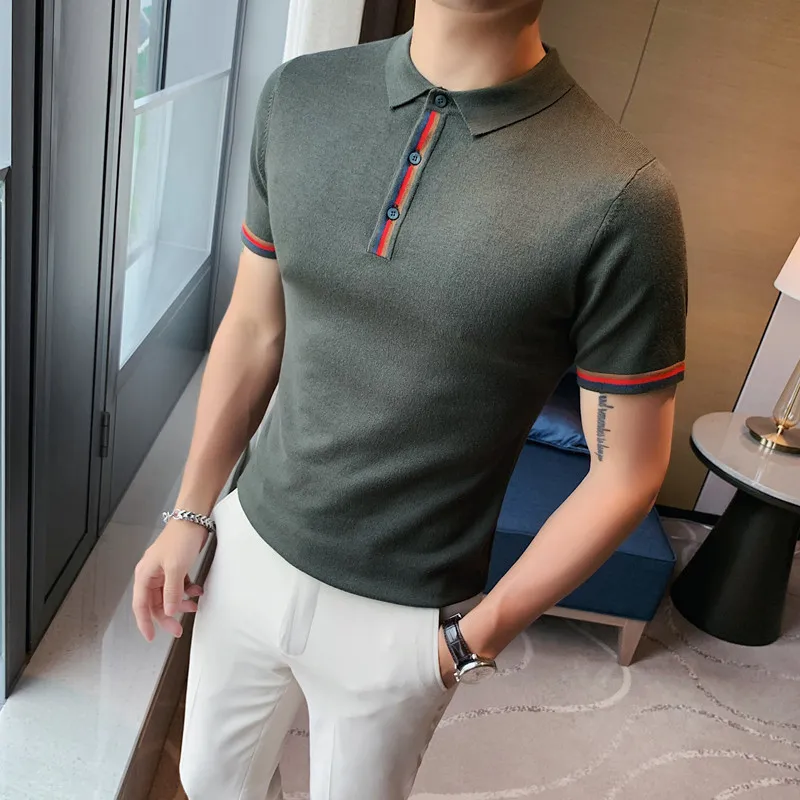 

2022 Men Solid Color Polo Shirts Summer Men Clothing Lapel Neck Shirt British Fashion Pure Cotton POLO Shirts Tops 4 Color S-3XL