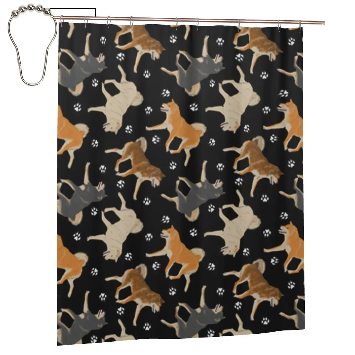 

Shiba Inu Shower Curtain for Bathroon Personalized Funny Bath Curtain Set with Iron Hooks Home Decor Gift 60x72in
