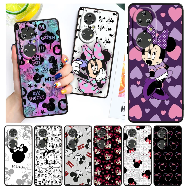 

Minnie Mickey mouse print For Huawei P50 P40 P30 P20 Lite 5G Pro Nova 5T Y9S Y9 Prime Y6 2019 Black Soft Cover Phone Case