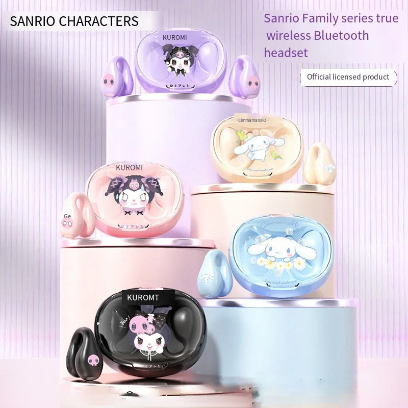 

Anime Sanrio Wireless Earphones Bluetooth Cinnamoroll Kuromi Kawaii New Waterproof Headset Noise Cancelling Microphone Headphone