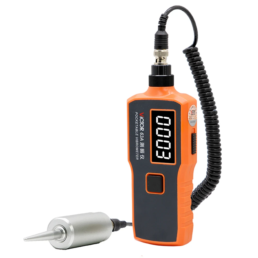 

VICTOR 63A Handheld Digital Portable Vibration Meter Low Price 71MM/S Velocity 2000um Displacement Tester