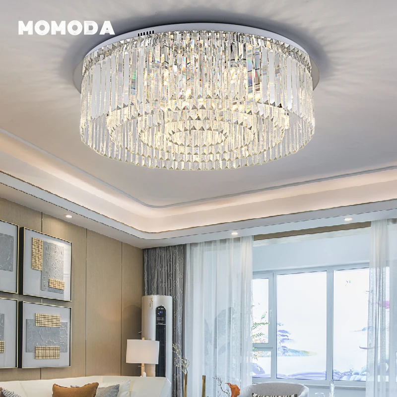 

1920s Odeon Flushmount Modern LED Round Crystal Ceiling Lights Fixture Living Room Bedroom Dining Room Lamps Lustre