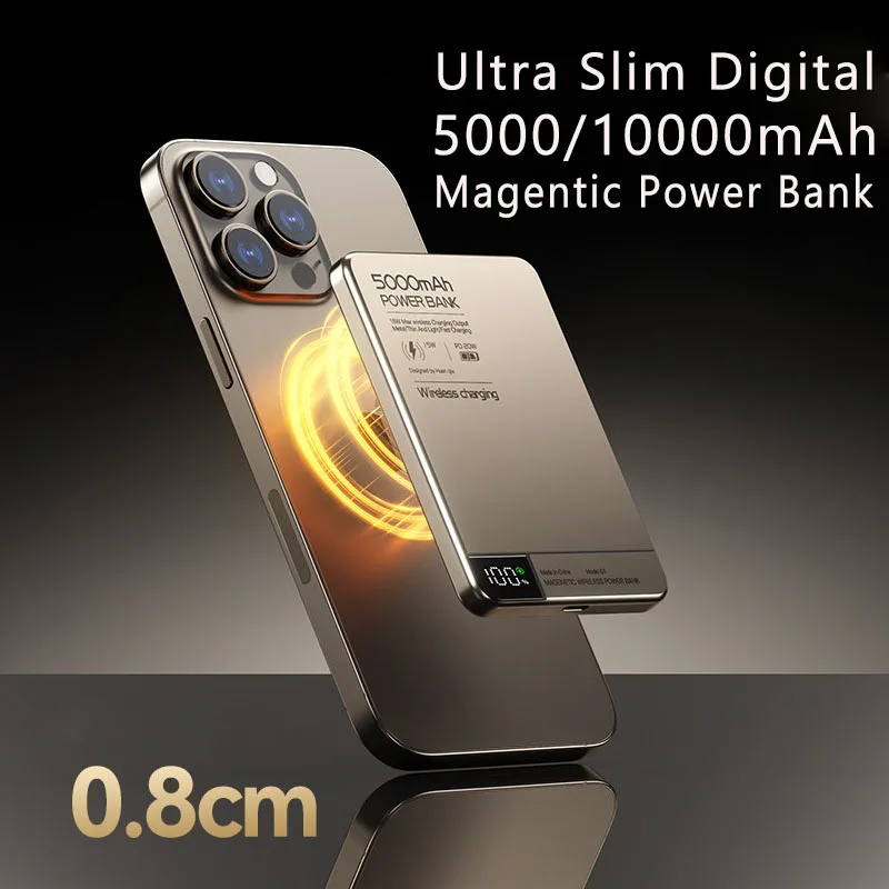 Фото 10000 мАч Power Bank Магнитное беспроводное зарядное устройство Qi PD20W Сверхбыстрая зарядка Powerbank для Magsafe iPhone Samsung Huawei Xiaomi №2