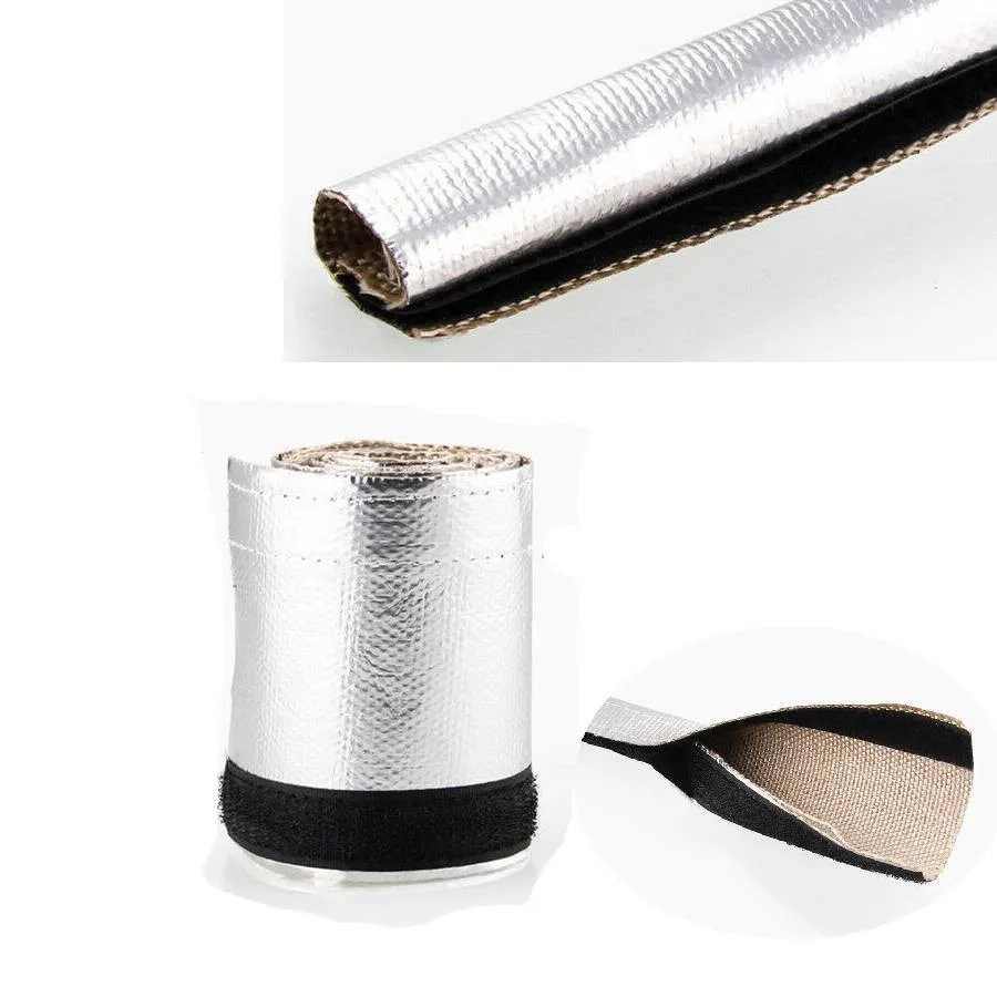 

Metallic Heat Shield Sleeve Insulated Wire Hose Cover Wrap Loom Tube 100X10.6cm High Temperature Resistant Car Accessories