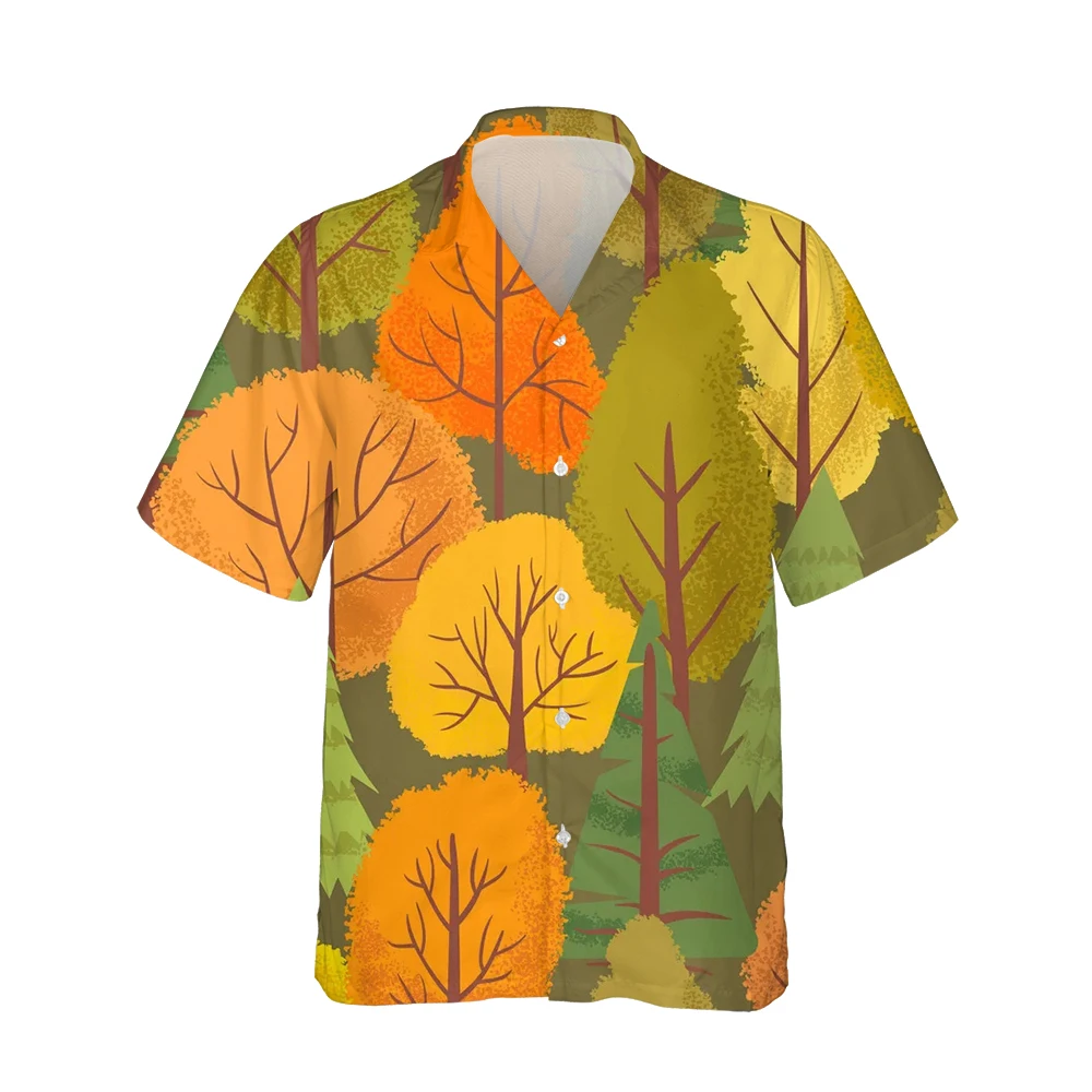 Jumeast 3d Harajuku Tree Floral Printed Mens Hawaiian Shirt Short Sleeve Vintage Clothes Fashion Shirts for Men Loose Streetwear