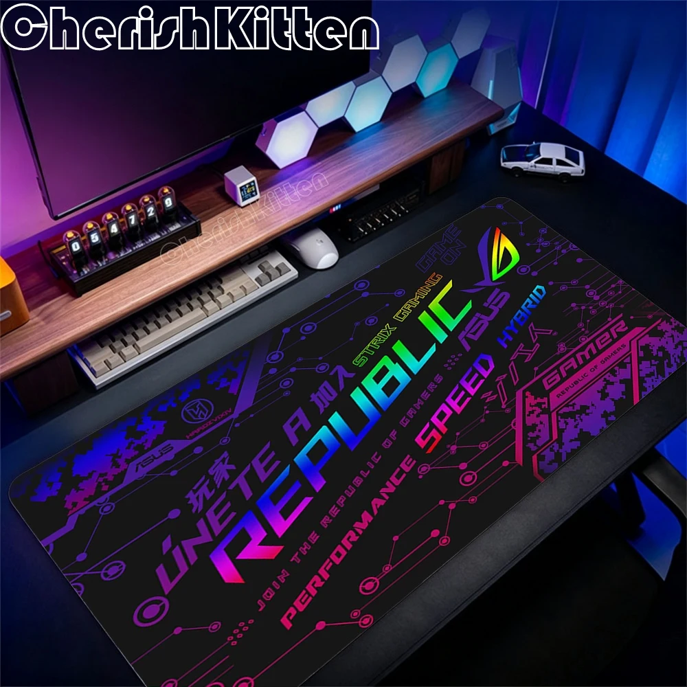 Фото Большой черный коврик для мыши Asus ROG Cool XXL, игровой, для геймеров, для клавиатуры, нескользящий, с прошитыми краями, для ноутбуков, планшетов, мини-ПК, игровой коврик №3