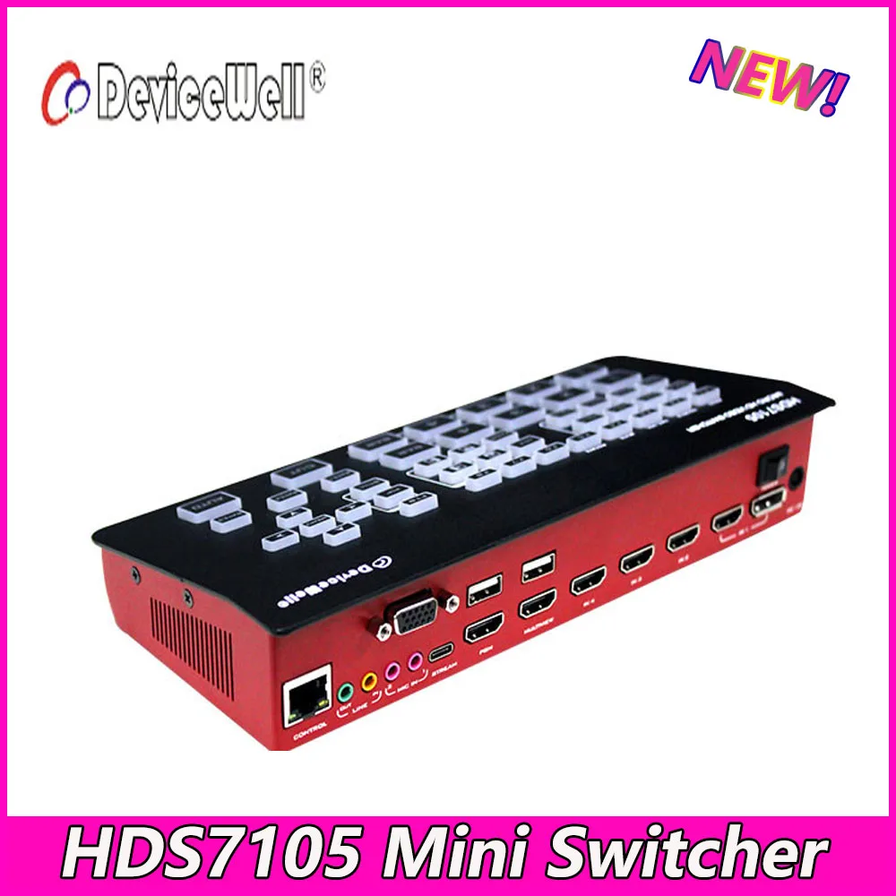 Сверхкомпактный коммутатор DeviceWell HDS7105, 4-канальный HDMI-коммутатор для медиа-видео, прямых трансляций, телевизоров