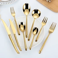18 pcs golden individual cutlery set complete stainless steel full tableware dinnerware set forks knives spoons utensil set