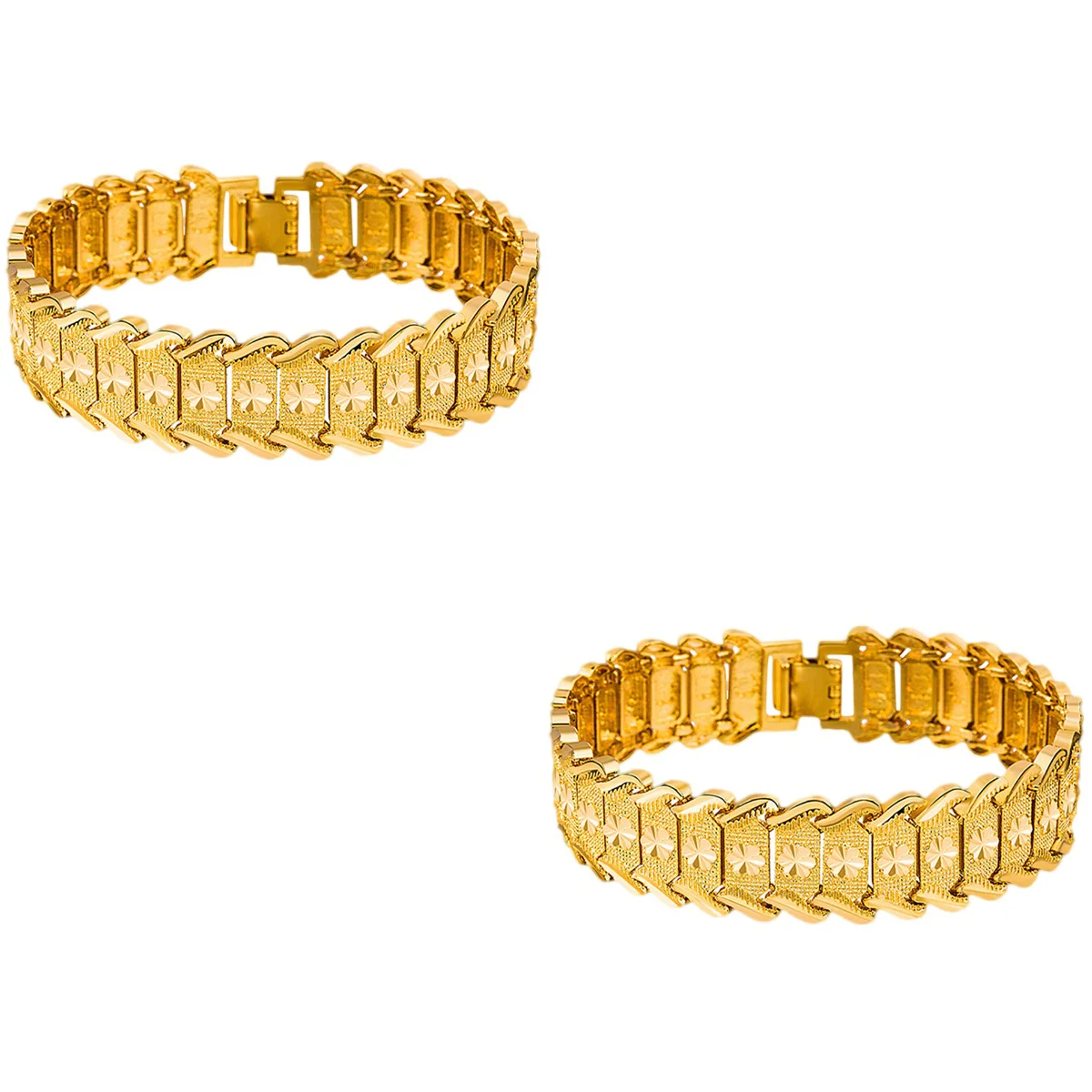 

2 Pieces Bike Chain Engraved Hand Men Bracelet Chained Copper Bracelets Golden Man