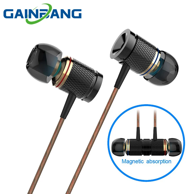 

GAINBANG New DX2 Metal Wire-Controlled Headsets In-Ear Gaming Wired 3.5MM Headphones Bass Stereo Music Earphones With Microphone