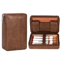 cedar wood leather portable travel cigar humidor box cigar case holder box