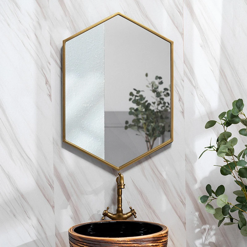 Mirror Frame Gold Geometric Full Length Nordic Big Wall Mirror Vanity Bedroom Body Aesthetic Metal Iron Wanddeko Home Decor Gift