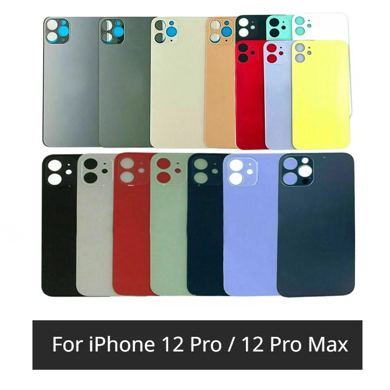 

For iPhone 12 Pro Max Battery Cover Rear Door Glass Panel For iPhone 12 Pro Big Hole Back Glass Housing Case No Adhesive Copy