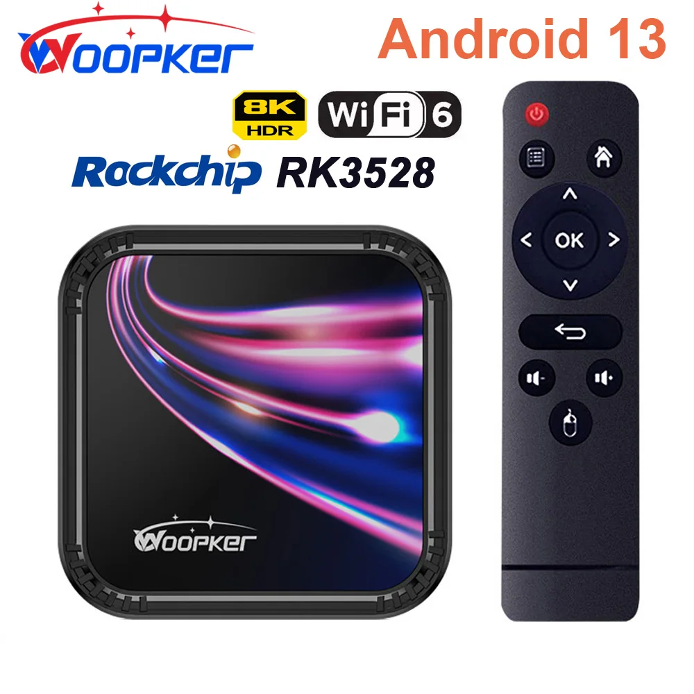 ТВ-приставка Woopker K52, Android 13, Rockchip RK3528, UHD 8K, BT5.0, WiFi6, поддержка Google Voice, медиаплеер, ТВ-приставки
