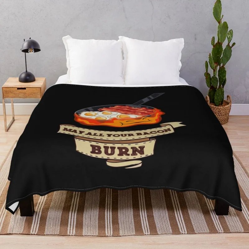 

Calcifer May All Your Bacon Burn Blanket Flannel Plush Decoration Lightweight Throw Blankets for Bedding Home Couch Camp Cinema