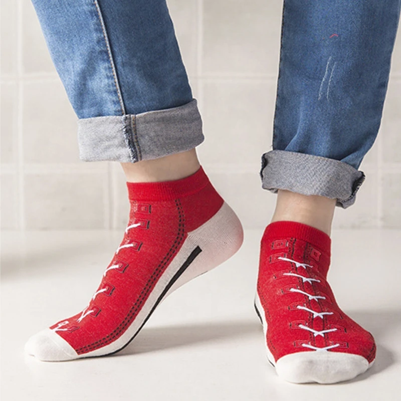 

Хлопковые короткие носки-лодочки унисекс, забавные холщовые туфли на шнуровке, полосатые Чулочные изделия с 3D-принтом