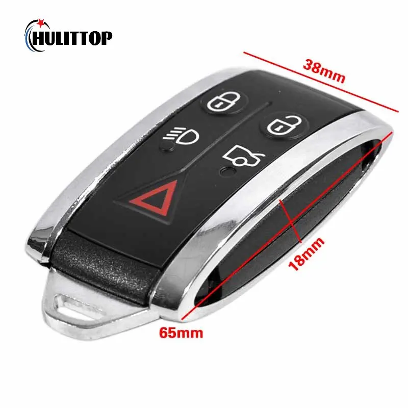 

5 Buttons Car Remote Smart Keyless Fob Case Shell w/ Uncut Key Blade For Jaguar XF XK XKR 2007-2012 X-Type S-Type