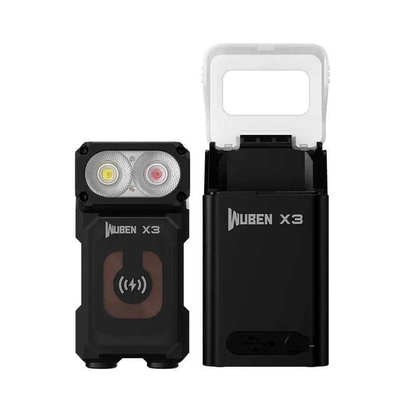 Цифровой фонарь Wuben X3 Owl Style с двойными светодиодами, кабелем Type-C и ремешком, совместимый с беспроводной зарядкой (art.: 3920db22b2fcb) - 3920db22b2fcb