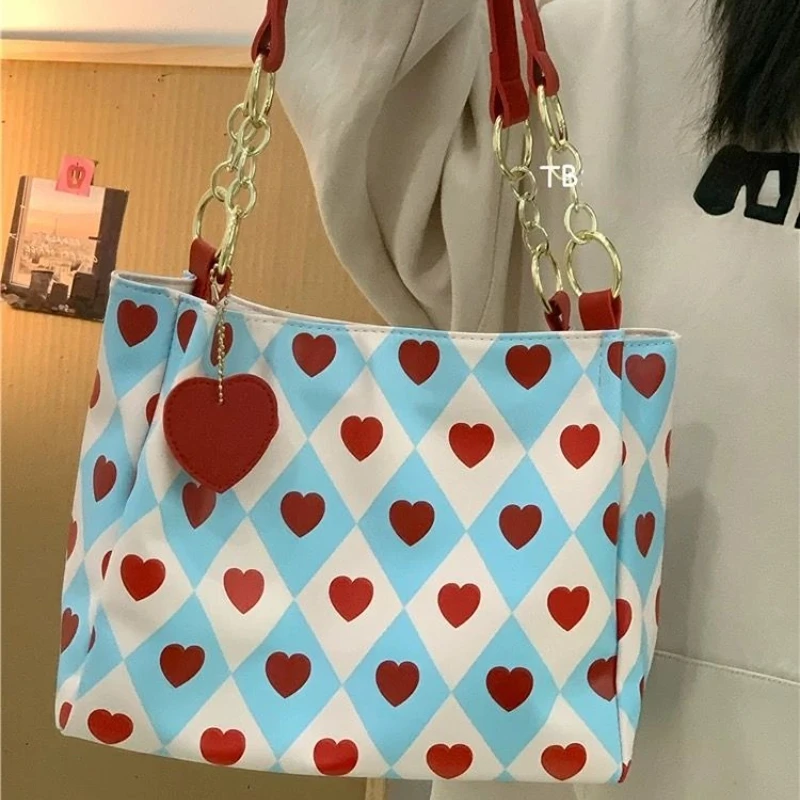 Tot Bag Female 2023 New Large-capacity Commuter Bag Texture of The Hundred Love Shoulder Bag Students Class Bag