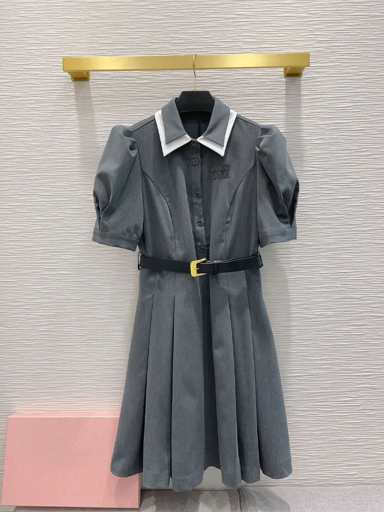 

2023 New fashion dress for girl college wind shirt dress with bubble sleeve design women dresses summer