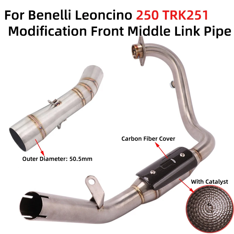 

For Benelli Leoncino 250 TRK251 Motorcycle Exhaust Escape System Modified Front Mid Link Pipe Connection 51mm Muffler DB Killer