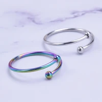 1pcs simple round bead open ring stainless steel rings for women men vintage accessories stackable ring bague femme jewelry gift