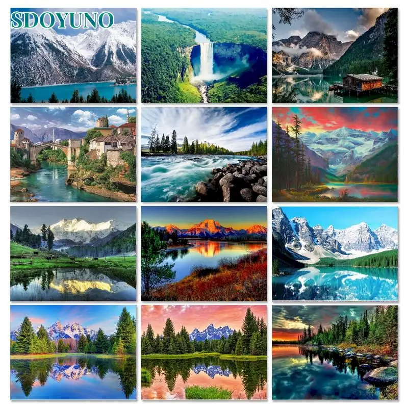 

Painting By Numbers On Canvas With Frame Diy Kit For Adults Nature Landscape Drawing Acrylic Paint Oil Picture Coloring By Numbe
