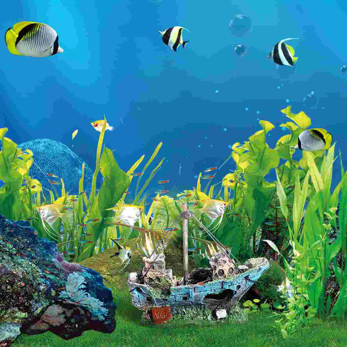 Аквариум Ландшафтный дизайн Смола Рыболовная лодка Декор Орнамент Корабльер