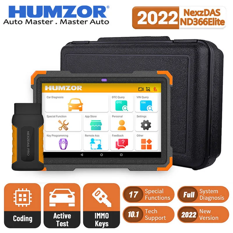 

HUMZOR ND566 Heavy Duty Truck Diagnostic Scanner Engine ABS Airbag DPF Odometer Adjustment Full System Diesel OBD Diagnostic